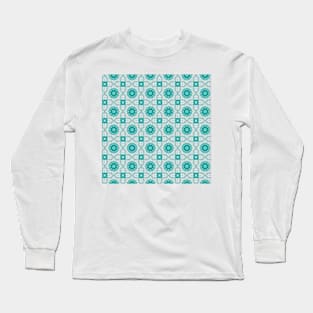 Blue and white abstract pattern background Long Sleeve T-Shirt